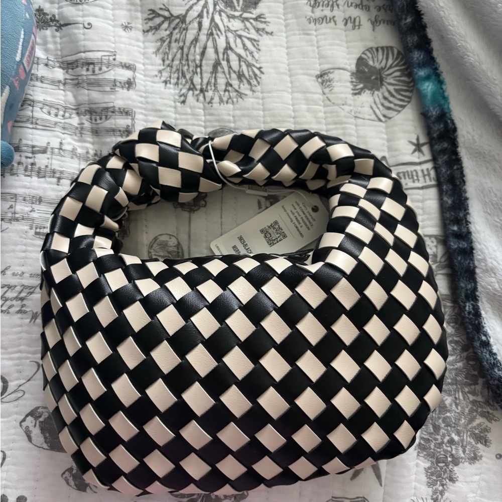 Black and White Woven Handbag